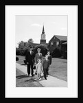 1960s Family Walking From Church On Suburban Sidewalk by Anonymous