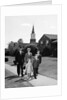 1960s Family Walking From Church On Suburban Sidewalk by Anonymous