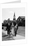 1960s Family Walking From Church On Suburban Sidewalk by Anonymous