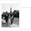 1960s Family Walking From Church On Suburban Sidewalk by Anonymous