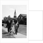 1960s Family Walking From Church On Suburban Sidewalk by Anonymous