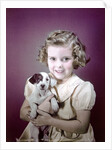 1940s 1950s Girl Holding Spotted Puppy by Anonymous