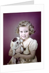 1940s 1950s Girl Holding Spotted Puppy by Anonymous