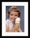 1960s Retro Girl Ice Cream Cone Smile by Anonymous