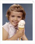 1960s Retro Girl Ice Cream Cone Smile by Anonymous