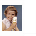 1960s Retro Girl Ice Cream Cone Smile by Anonymous