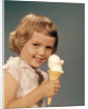 1950s 1960s Girl Eating Ice Cream Cone Double Scoop Vanilla by Anonymous