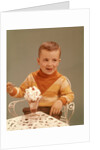 Boy Sitting At Ice Cream Parlor Table Eating Whipped Cream Cherry Topped Sundae+ by Anonymous