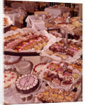 1950s 1960s Dessert Buffet Pastries Petit Fours Pink Sweet Cakes by Anonymous