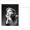 1940s Bored Serious Boy Waiting Chin Resting In Hands by Anonymous