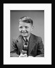 1940s 1950s Boy Portrait Wearing Neck Tie Herringbone Jacket School Photo by Anonymous