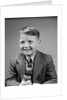 1940s 1950s Boy Portrait Wearing Neck Tie Herringbone Jacket School Photo by Anonymous