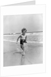 1930s Little Toddler Running In Surf by Anonymous