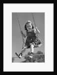 1940s Girl Swinging On Playground Swing by Anonymous