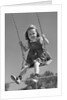 1940s Girl Swinging On Playground Swing by Anonymous