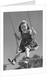 1940s Girl Swinging On Playground Swing by Anonymous