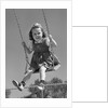 1940s Girl Swinging On Playground Swing by Anonymous