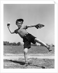 1930s Boy Pitching Throwing Baseball by Anonymous