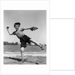 1930s Boy Pitching Throwing Baseball by Anonymous
