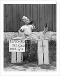 1930s 1940s Boy At Lemonade Stand Shouting Into Megaphone by Anonymous