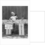 1930s 1940s Boy At Lemonade Stand Shouting Into Megaphone by Anonymous