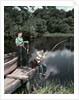 1950s Two Boys Fishing In Lake From Dock Outdoor by Anonymous