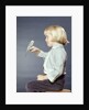 1950s 1960s Girl With Pet Bird Parakeet On Her Finger by Anonymous