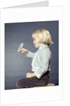1950s 1960s Girl With Pet Bird Parakeet On Her Finger by Anonymous