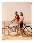 1950s 1960s Teen Couple Standing By Bikes On Beach Boardwalk by Anonymous