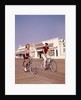 1950s Teen Couple Riding Bikes On The Boardwalk Jersey Shore by Anonymous
