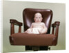 1960s Chubby Bald Baby Wearing Cloth Diaper Sitting In Executive Office Business Chair by Anonymous