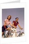 1950s 1960s Couple Man Woman Riding Bicycles Outdoors by Anonymous