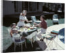 1950s Family In Backyard Having Picnic From Grill Near Swimming Pool by Anonymous