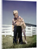 1940s 1950s Little Boy Hugging Pet Calf by Anonymous