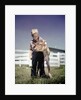 1940s 1950s Little Boy Hugging Pet Calf by Anonymous