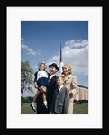1960s Portrait Family Standing Together In Front Of Church Outdoor by Anonymous