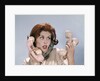 1960s Frustrated Young Redheaded Woman Trying To Answer Handle Five Telephone Receivers Studio by Anonymous