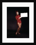 1960s Young Woman In Red Devil Costume Holding Sign Board In Hands by Anonymous