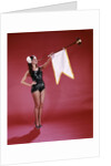 1960s Young Woman In Sequined Black Swimsuit Blowing Baroque Trumpet With Pennant by Corbis