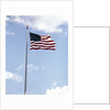 1960s American Flag On Pole Flying Against Blue Sky With Clouds by Anonymous