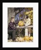 1960s Young Couple Man Woman In Autumn Woods Carving Halloween Jack-O-Lantern Pumpkin by Anonymous