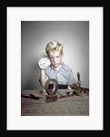 1950s Funny Curious Little Boy Holding Pliers Tool Taking Apart An Alarm Clock by Anonymous