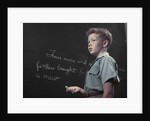1950s Boy with Freckles At History Class Blackboard Writing Gettysburg Address With Chalk by Anonymous
