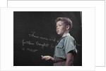 1950s Boy with Freckles At History Class Blackboard Writing Gettysburg Address With Chalk by Anonymous