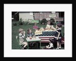 1950s Girls And Boys In Business With A Lemonade And Snack Food Stand On The 4th Of July by Anonymous