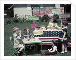 1950s Girls And Boys In Business With A Lemonade And Snack Food Stand On The 4th Of July by Anonymous
