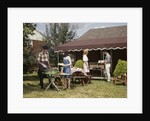 1960s Two Teenaged Couples Having Barbecue In Suburban Backyard by Anonymous