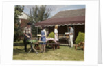 1960s Two Teenaged Couples Having Barbecue In Suburban Backyard by Anonymous