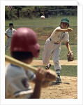 1970s Little League Baseball Game Boy Pitcher Throwing Ball To Batter by Anonymous