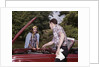 1960s Couple By Car With Hood Up Looking At Motor Outdoor Problem Breakdown by Anonymous